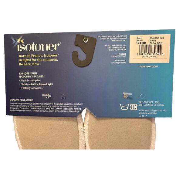 Isotoner Women's White Embroidered Rosebud Terry Ballerina Slippers Sz M 6.5-7.5 - Picture 6 of 7